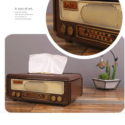 🎁Retro Radio Shape Tissue Box – Paper Towel & Napkin Holder for Home, Bar, Office