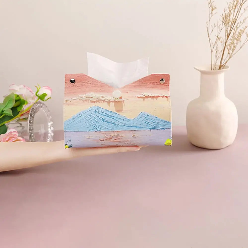 🎀Creative Pink Leather Tissue Box – 🎀Durable Paper Towel Storage