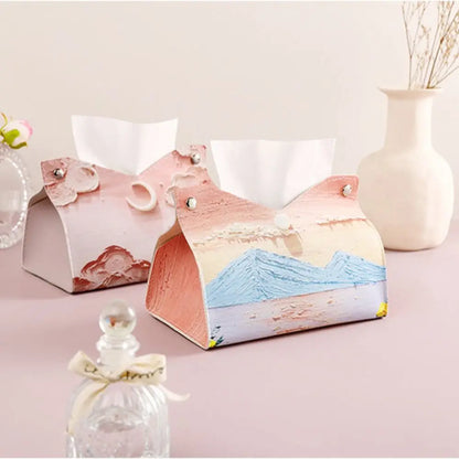🎀Creative Pink Leather Tissue Box – 🎀Durable Paper Towel Storage